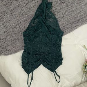 Forever 21 Green Lace Bodysuit Size Medium